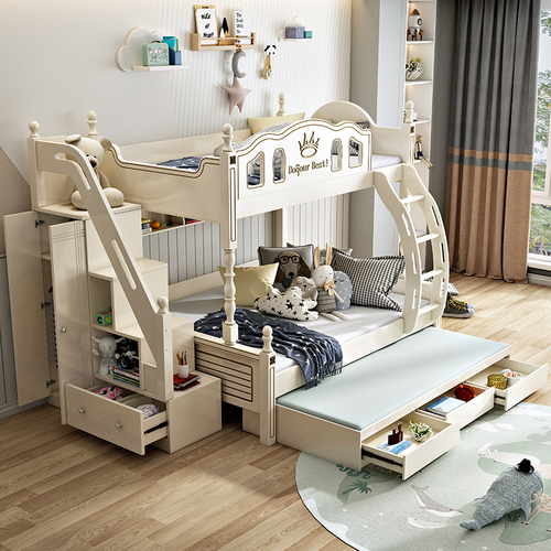 儿童床上下床双层床两层上下铺木床实木高低床母子床小户型多功能