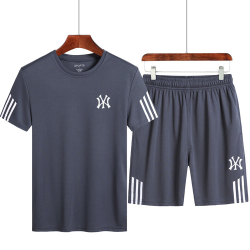 GKO（服饰）夏季运动套装男跑步短袖T恤速干衣大码短裤休闲两件套